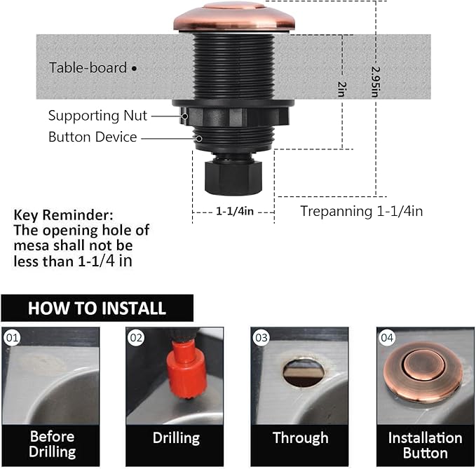 Garbage Disposal Air Switch Kit for SinkTop Waste Disposal with Stainless Steel Oil Rubbed Bronze(ORB) Short Air Button by briidea-HomvellaHome