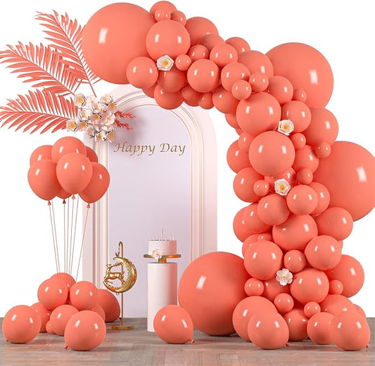 130pcs Coral Red Balloons Different Sizes 18" 12" 10" 5" Pastel Red Latex Balloon Garland Arch Kit for Birthday Baby Shower Graduation Wedding Valentine's Day Christmas Party Decorations-HomvellaHome