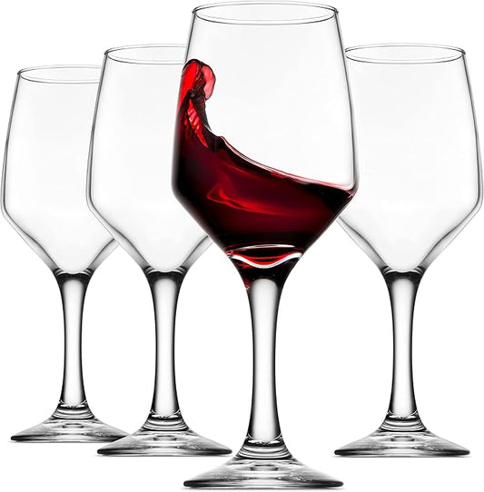 Godinger Wine Glasses, Italian Made Red Wine Glasses, Wine Glass, Stemmed Drinking Glasses, Glass Cups - Made in Italy, 15oz, Set of 4-HomvellaHome