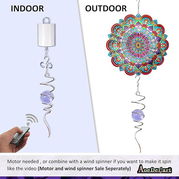 Gazing Ball Spiral Decorative Wind Spinner Sun Catcher 11inch Tail and 2 inch Glass Orb. Indoor Outdoor Garden Decoration Wind Sculptures-13 inch Height (Purple)-HomvellaHome