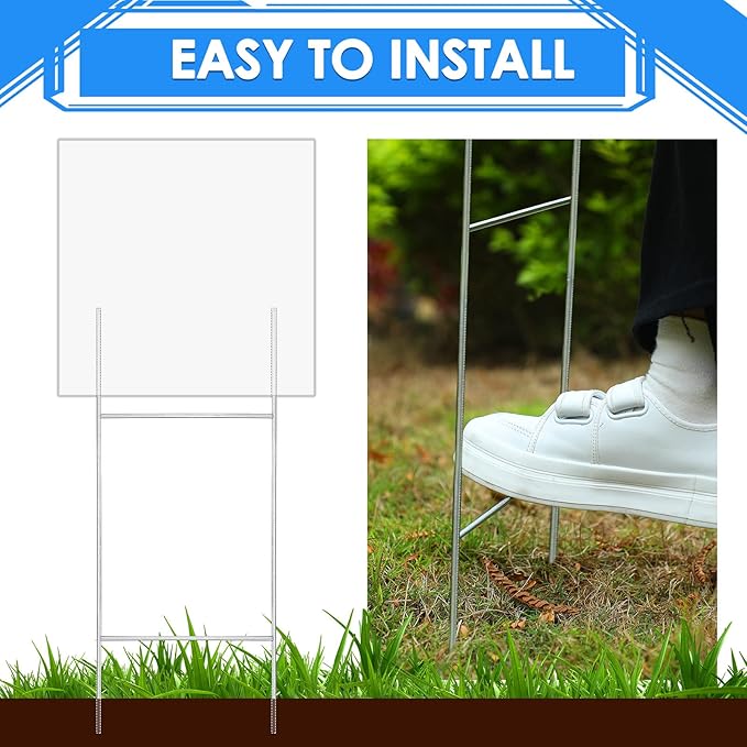 100 Pcs H Stakes for Yard Signs 30'' x 10'' Metal Heavy Duty H Frame Wire Stakes Weatherproof Metal Holder for 4mm 5mm Corrugated Signs Advertising Board Guidepost Yard Halloween Decor-HomvellaHome