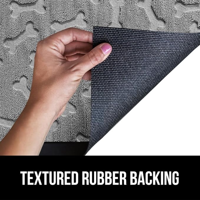 GORILLA GRIP 100% Waterproof All-Season WeatherMax Doormat 35x23, US Designed Natural Rubber, Stain and Fade Resistant, Low Profile Indoor Outdoor Door Mats, Easy Clean Patio Mat, Light Gray Bones-HomvellaHome