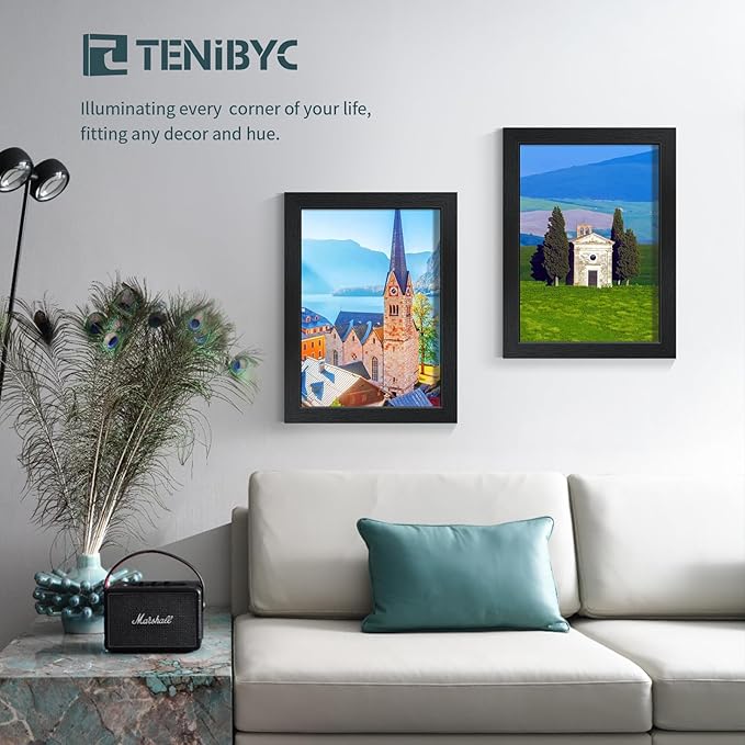 12x16 Picture Frame 3 pk - Textured Black Wood, HD Tempered Glass, Wall Gallery Picture Photo Frame-HomvellaHome