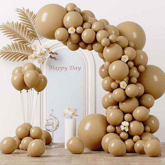 130pcs Tan Balloons Different Sizes 18" 12" 10" 5" Light Brown Latex Balloon Garland Arch Kit for Birthday Baby Shower Graduation Wedding Gender Reveal Anniversary Party Decorations-HomvellaHome