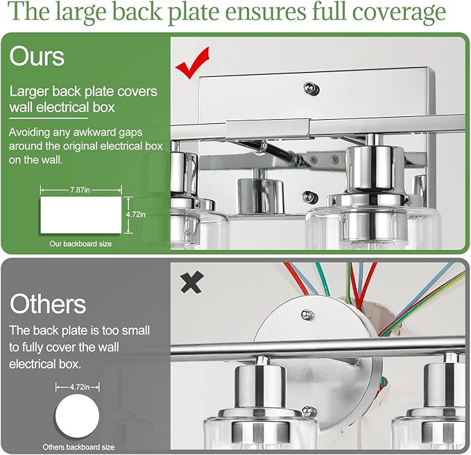 4 Light Bathroom Light Fixtures, Chrome Vanity Lights with Clear Glass Shades, Modern Bathroom Light Fixtures Over Mirror, Modern Bathroom Wall Lamp for Mirror Living Room Cabinet-HomvellaHome