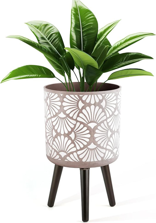 12 Inch Planter with Stand Mid-Century Tall Planter with Legs for Indoor Outdoor Plants-HomvellaHome