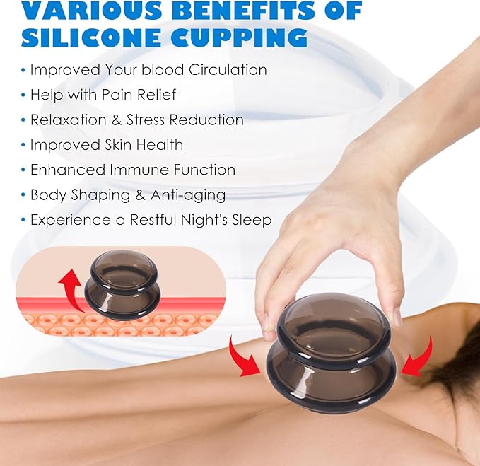 15Pcs Cupping Therapy Set-Professional Silicone Cupping, Suitable for Facial Body Massage/Deep Myofascial Release/Pain Relief/Muscle Relaxation & More (Black,15pcs)-HomvellaHome