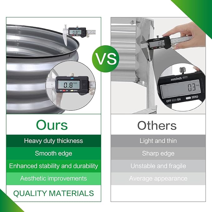 GARDMAX 2 Pack 2x2x1FT Galvanized Round Raised Garden Bed Kit, Metal Planter Boxes Outdoor with Easy Assembly, Large Garden Bed for Vegetables, Fruits, Flower, Herbs Silver-HomvellaHome