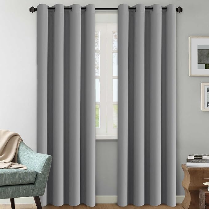 H.VERSAILTEX Three Pass Microfiber Blackout Thermal Insulated Grommet Panels Window Curtains/Drapes (Set of 2,52 x 96 Inch,Dove Gray)-HomvellaHome