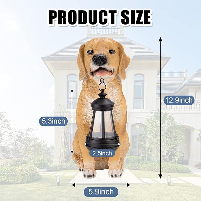 Garden Dog Statues Outdoor Decor, Solar Lights Outdoor Statue Outdoor Decorations Solar Dog Ornaments for Patio, Lawn, Yard Art Decoration, Housewarming Garden Gift-HomvellaHome
