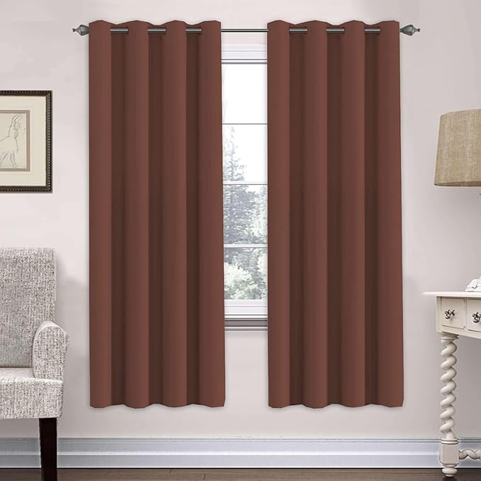 H.VERSAILTEX Ultra Soft Microfiber Thermal Insulated Antique Copper Grommet Blackout Curtains/Window Treatment Draperies 52 by 72 - Inch for Living Room/Bedroom, Set of 2 - Rust-HomvellaHome