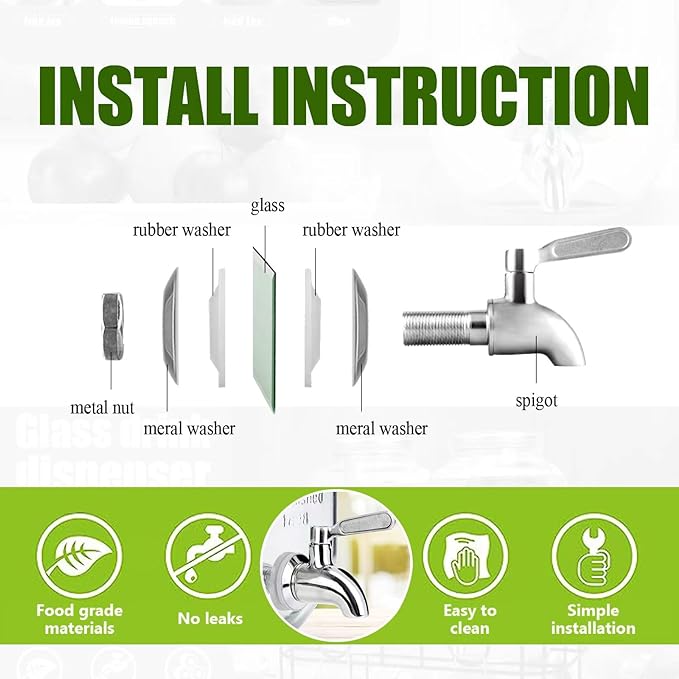 1 Gallon Glass Drink Dispensers For Parties 2PACK.Beverage Dispenser,Glass Drink Dispenser With Stand And Stainless Steel Spigot 100% Leakproof.Lemonade Dispenser With Ice Cylinder.Laundry Detergent-HomvellaHome