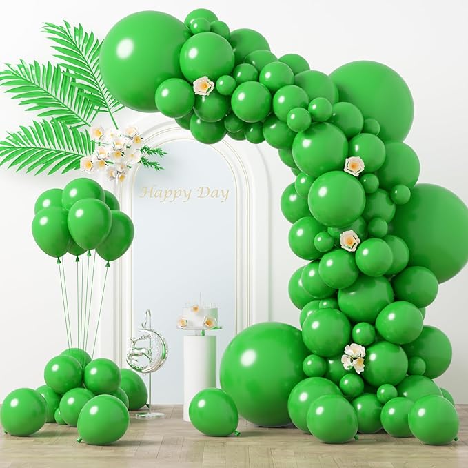 130pcs Green Balloons Different Sizes 18" 12" 10" 5" Party Latex Balloons for Birthday Dinosaur Baby Shower St. Patrick's Day Summer Jungle Forest Safari Party Decorations-HomvellaHome