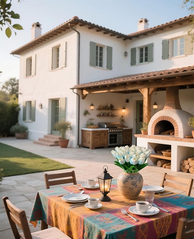 15 Pcs Fake Tulips Artificial Flowers Real Touch PU Faux Flowers Tulip Stems for Wedding Bouquet Floral Arrangement Home Party Office Decorations Mother's Day-HomvellaHome