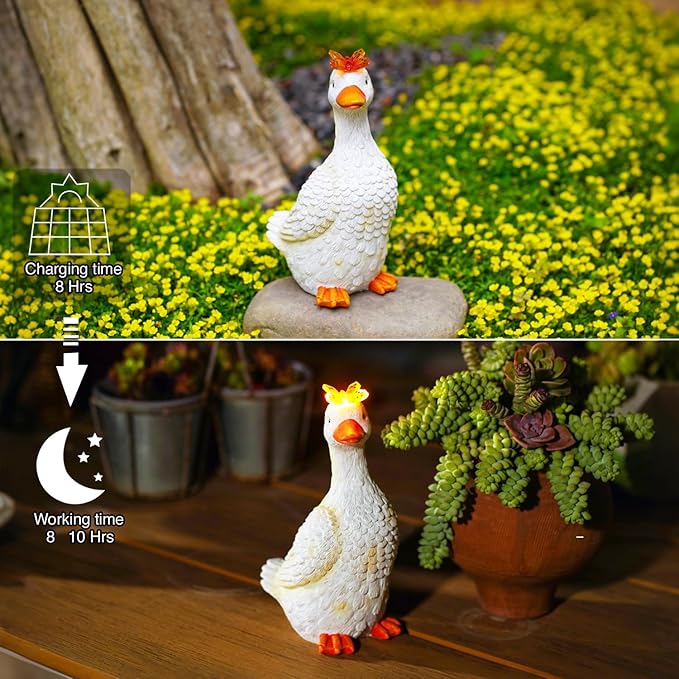 Goodeco Porch Goose Statue with Butterfly - Outdoor Garden Goose Decor for Yard, Unique Gifts for Mom & Garden Lovers (Off White)-HomvellaHome
