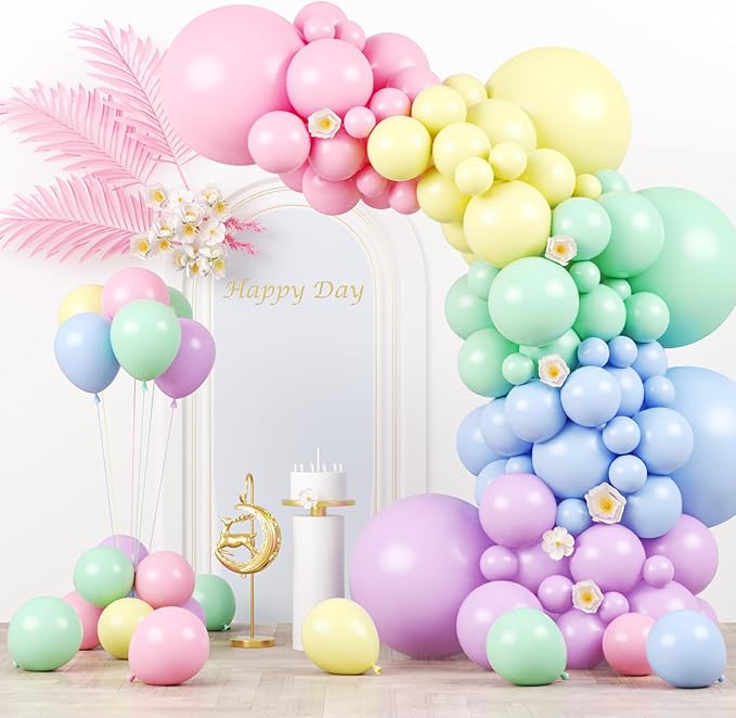 130pcs Pastel Balloons Different Sizes 18" 12" 10" 5" Macaron Latex Balloon Garland Arch Kit for Birthday Easter Baby Shower Graduation Wedding Gender Reveal Anniversary Party Decorations-HomvellaHome