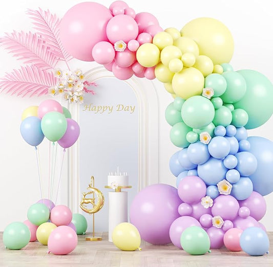 130pcs Pastel Balloons Different Sizes 18" 12" 10" 5" Macaron Latex Balloon Garland Arch Kit for Birthday Easter Baby Shower Graduation Wedding Gender Reveal Anniversary Party Decorations-HomvellaHome