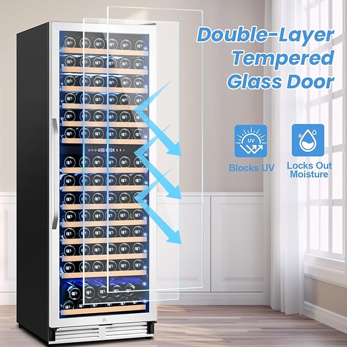 180 Bottles Wine Fridge 24 Inch Dual Zone Wine Cooler Refrigerator Freestanding Wine Refrigerator with Glass Door and Safety Lock, Large Wine Cellar for Home, Office, Kitchen-HomvellaHome
