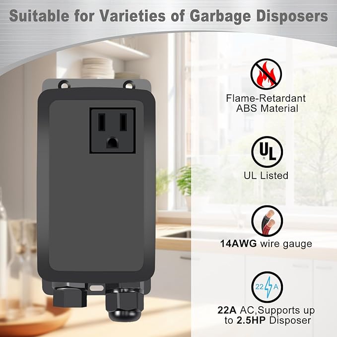 Garbage Disposal Air Switch Kit, Garbage Disposal Button, Sink Top Waste Disposer On/Off Switch, UL Listed Air Switch Compatible with All Garbage Disposals (Chrome Silver)-HomvellaHome