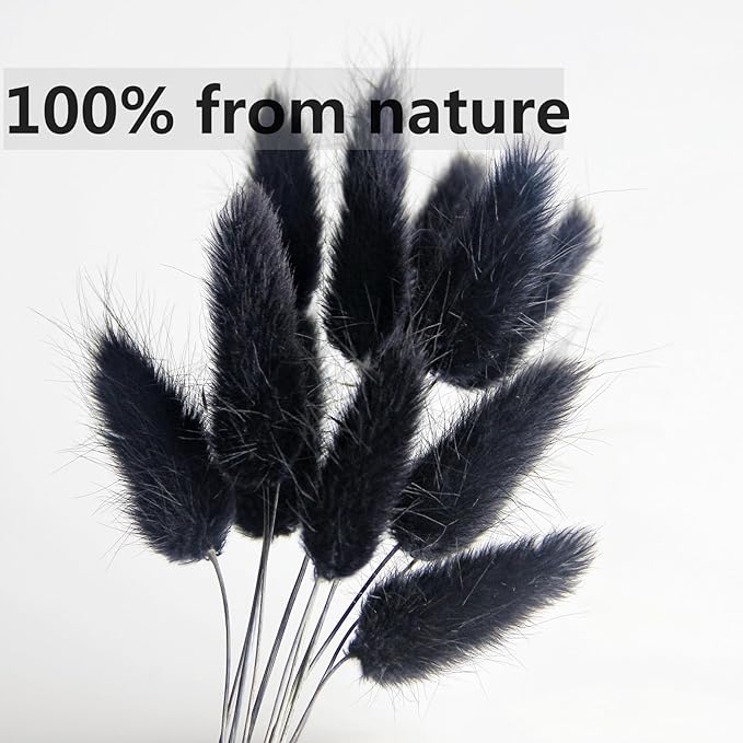 115 PCS Black Pampas Grass Bouquet, Boho Table Decor, Black Bunny Tails Dried Flowers, Dried Pampas Grass for Weddings, Home Decor, Rustic Parties, and Baby Shower Decorations-HomvellaHome