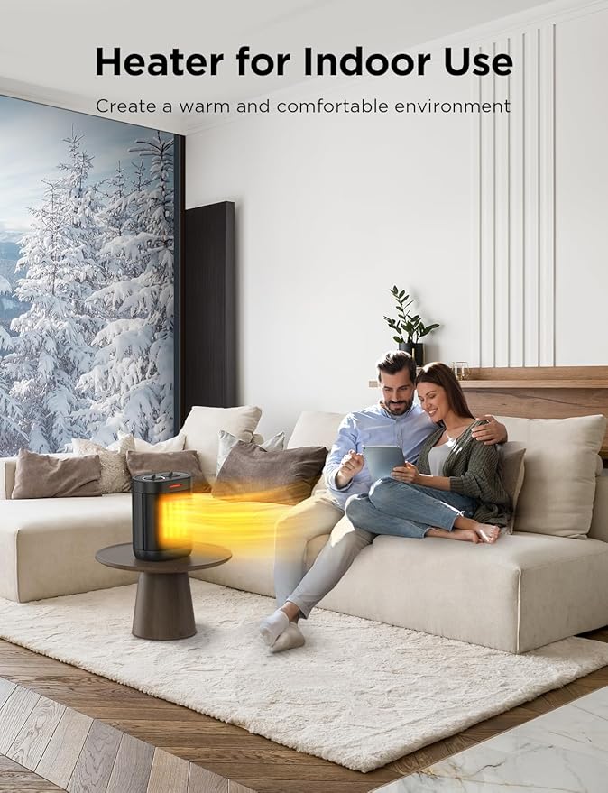 1000W Small Space Heater for Indoor Use, 2S Fast Heating, PTC Ceramic Electric Space Heater with 3 Modes, Thermostat, Overheated & Tip-Over Safety Protection, Portable Heater for Office and Bedroom-HomvellaHome