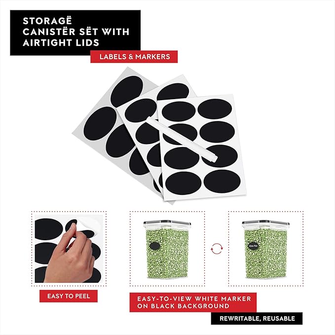 DWËLLZA KITCHEN Set of 14 Airtight Food Storage Containers for Pantry Organization and Storage - Sugar, Flour, Pasta, Spaghetti Plastic Air tight Kitchen Storage Containers With Lids, Labels & Marker-HomvellaHome