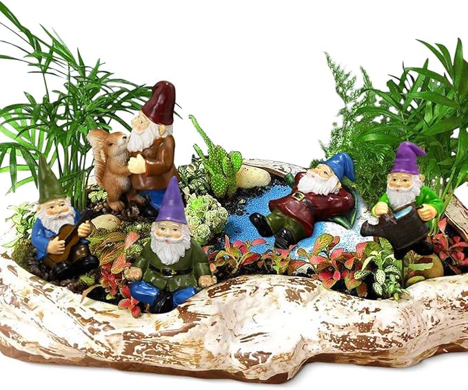 Garden Miniature Gnomes Set of 5PCS,Happy Life Gift for Outdoor Fairy Garden Yard Lawn Décor-HomvellaHome