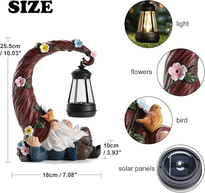 Garden Gnomes Outdoor Statues with Solar Light Funny Gnome Decor Gifts for Women Mom Gnomes Decorations for Home Patio Lawn Yard Garden Decor-HomvellaHome