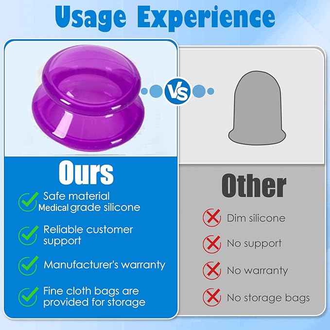 15Pcs Cupping Therapy Set-Professional Silicone Cupping, Suitable for Facial Body Massage/Deep Myofascial Release/Pain Relief/Muscle Relaxation & More (Purple,15pcs)-HomvellaHome