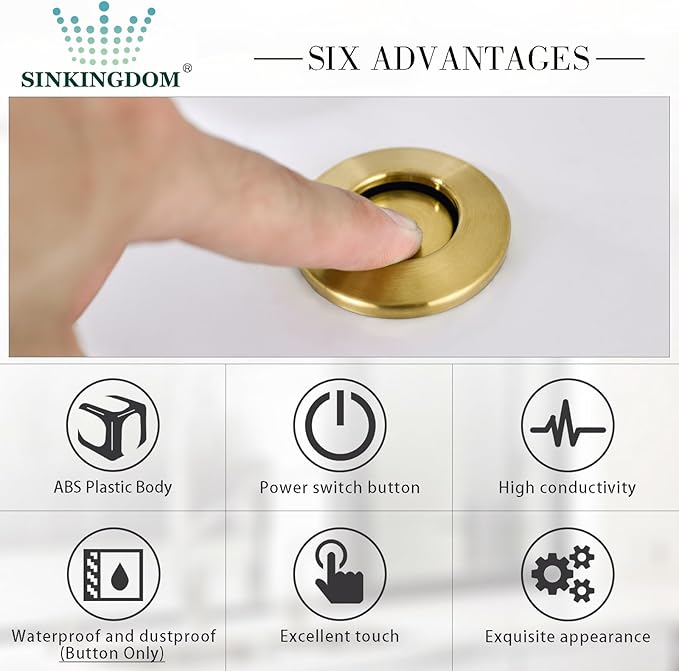 Garbage Disposal SinkTop Air Switch Kit with Long Button,Brass Made Cover,Champagne Bronze-HomvellaHome