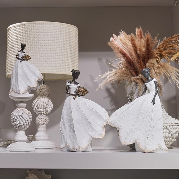 Guichifun Fairy Statue Collection Home Decoration - White Leaf Angel Girls Resin Living Room Bookshelf Decor Garden Outdoor Bathroom Decorations Figurines Gift 5.5 x 3.25 x 8 Inch-HomvellaHome