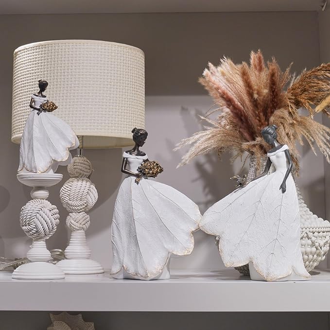 Guichifun Fairy Statue Collection Home Decoration - White Leaf Angel Girls Resin Home Decor for Outside or Inside Rustic Garden Outdoor Yard Decorations Figurines Memory Gift 7.5 x 4.5 x 11.5 Inch-HomvellaHome