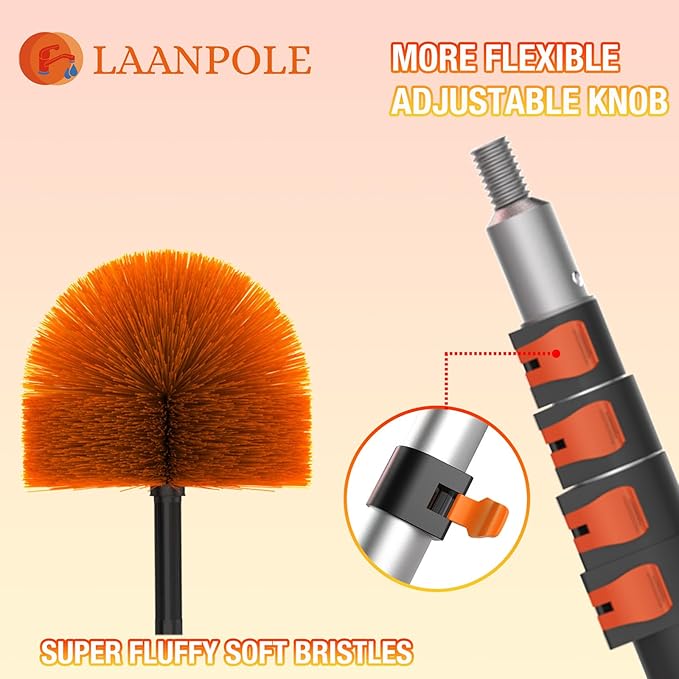 12FT (20FT Reach) Cobweb Duster with Extension Pole, Spider Web Brush for Cleaning Extendable, Professional Ceiling and Corner Dusters for Outdoor Indoor Use-HomvellaHome