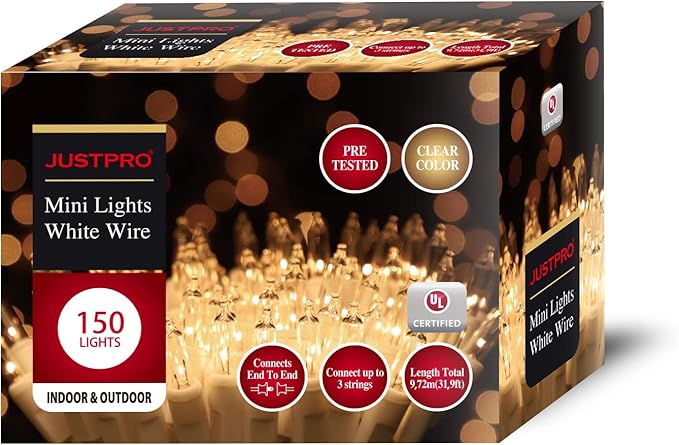 150LIGHTS WARM WHITE Extra-Bright With End Connectors Christmas Decorative Lights 9.72m UL Certified Mini String Light Set Waterproof for Home Garden Holiday Christmas Tree Party Patio Wedding-HomvellaHome