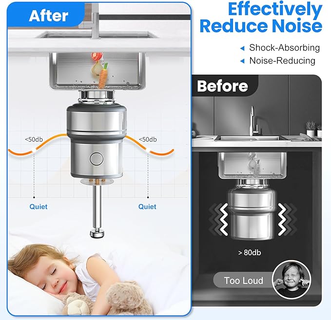 Garbage Disposal Support, Adjustable Spring Shock Absorber Bracket (11.02-14.56inch (28-37cm)), Holds Up tp 440lbs, Stainless Steel Noise Reduction Installation Kit-HomvellaHome