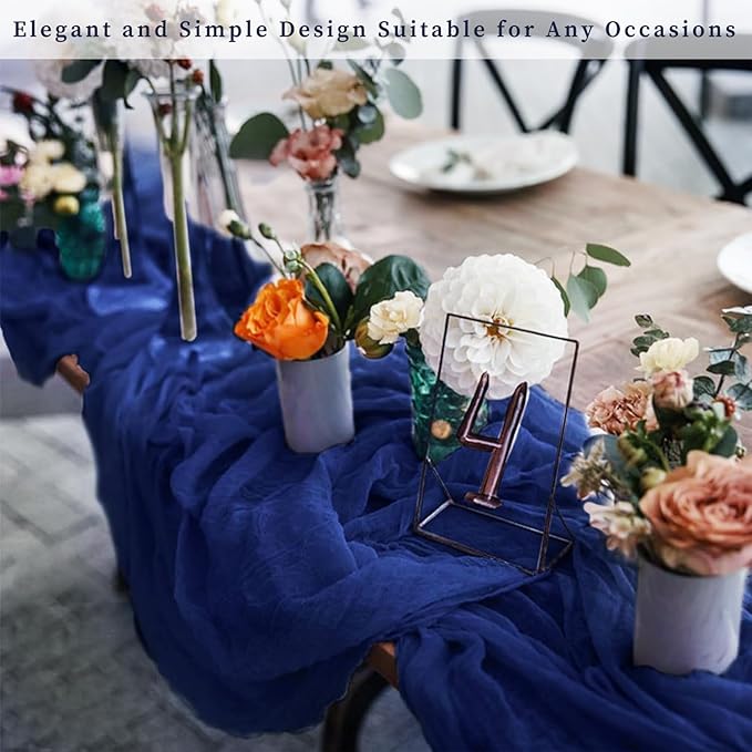 10FT 20 Pack Royal Blue Cheesecloth Table Runner 20 x 120 Inch Long Rustic Gauze Cheese Cloth Table Runner for Wedding Bridal Baby Shower Table Decorations Boho Fabric Sheer Birthday Party Table Decor-HomvellaHome