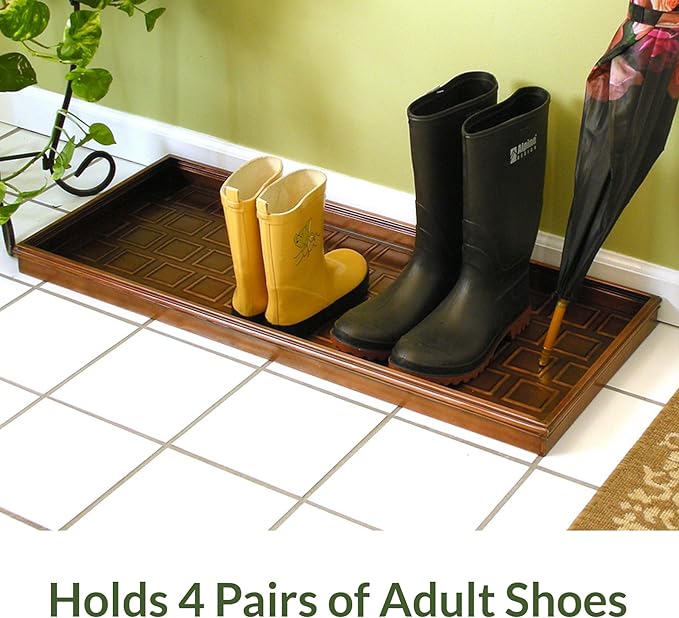 Good Directions Large Boot Tray, Squares Multi-Purpose All Weather Decorative Boot Tray, Shoes, Plants, Garage, Patio Door, Pet Bowls, 34 inch Entry Indoor Shoe Tray, Copper Finish-HomvellaHome