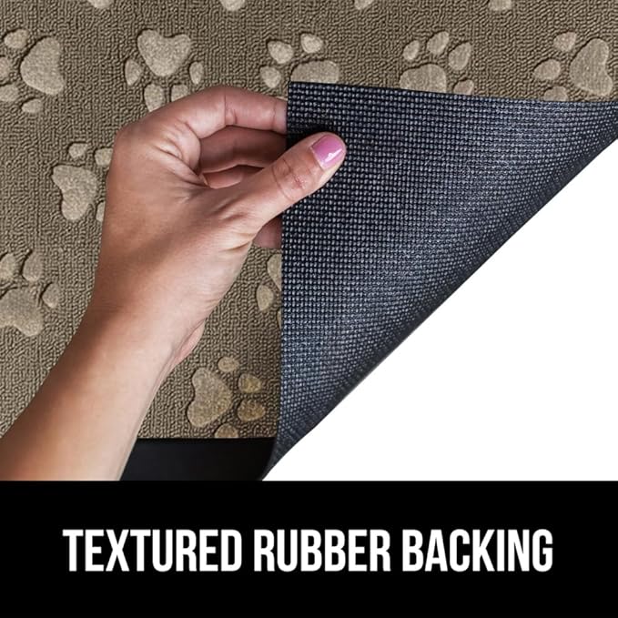 GORILLA GRIP 100% Waterproof All-Season WeatherMax Doormat 35x23, US Designed Natural Rubber, Stain and Fade Resistant, Low Profile Indoor Outdoor Door Mats, Easy Clean Patio Mat, Tan Pawprints-HomvellaHome