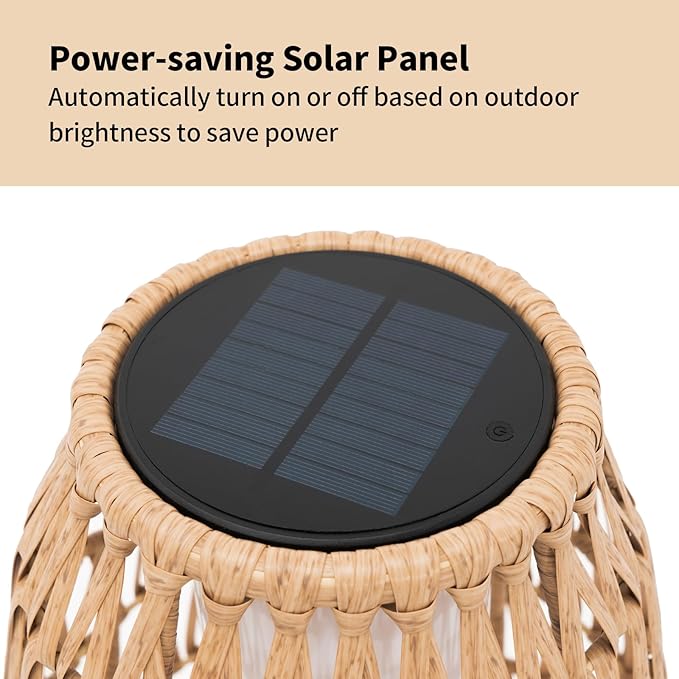 2 Pack Large Patio Solar Powered Lanterns for Garden Outdoor Decorative Floor Lamp Water-Resistant Wicker Lights for Deck Backyard-HomvellaHome