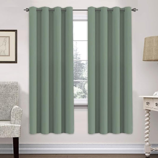 H.VERSAILTEX Room Darkening Curtains for Living Room Light Reducing Thermal Insulated Window Treatment Panels/Drapes Grommet Top 2 Panels Green Bay - 52 x 72 Inches-HomvellaHome