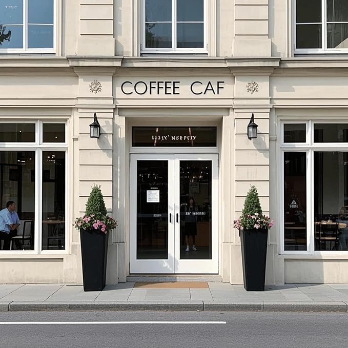 GreenShip 27" Tall Planters, Set of 2 – Black Outdoor Planter for Front Porch & Tall Plants, Weather-Resistant, with Drainage Hole & Rubber Plug (No Plants Included) (Black-2pcs)-HomvellaHome