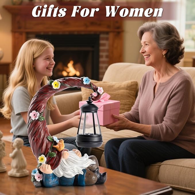 Garden Gnomes Outdoor Statues with Solar Light Funny Gnome Decor Gifts for Women Mom Gnomes Decorations for Home Patio Lawn Yard Garden Decor-HomvellaHome