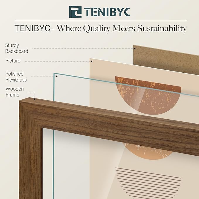 16x24 Poster Frame 3 Pack - Brown Woodgrain, Wood Poster Frame, Gallery Picture Frame - Wall Hanging-HomvellaHome