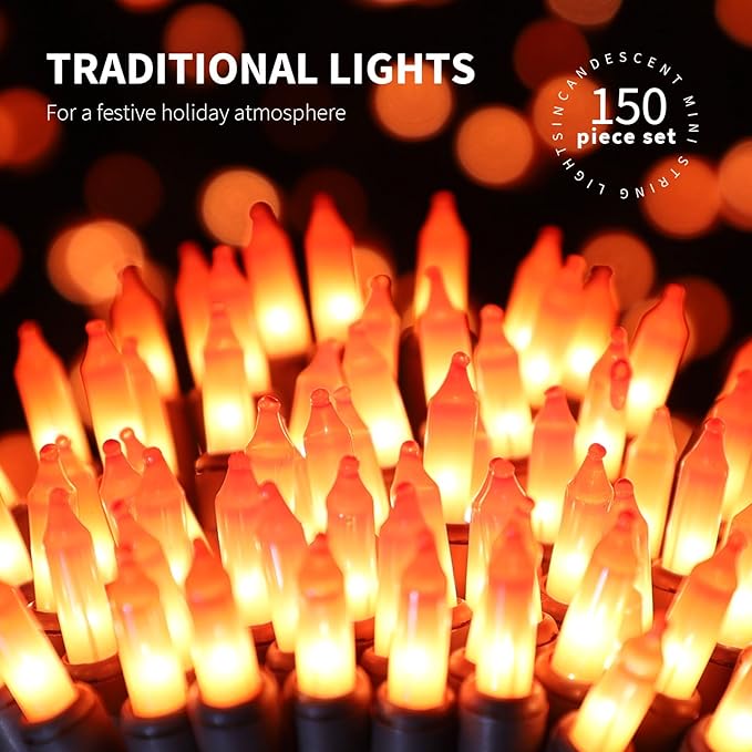 150LIGHTS Orange Extra-Bright with End Connectors Halloween Decorative Lights 9.72m UL Certified Mini String Light Set Waterproof for Halloween Home Garden Christmas Tree Party Patio Wedding-HomvellaHome