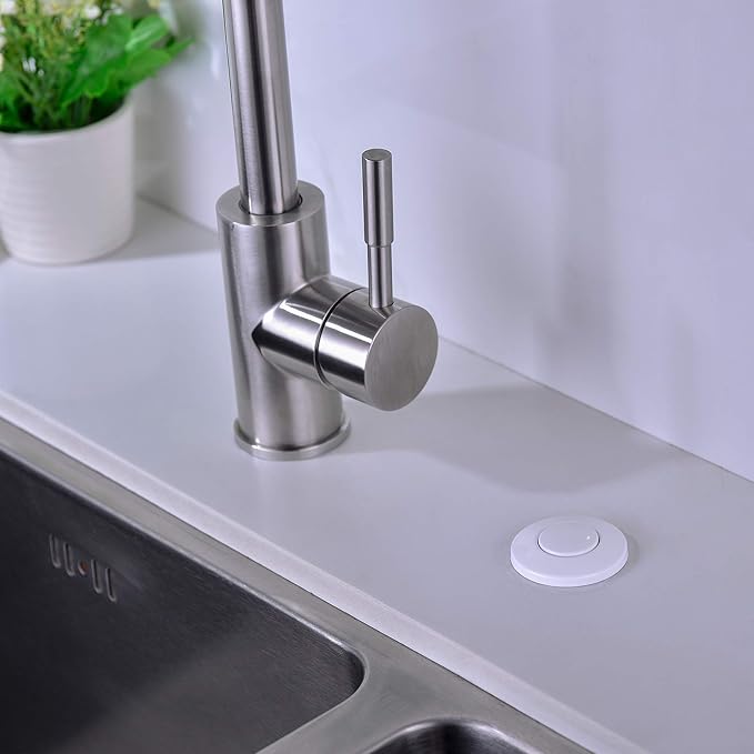 Garbage Disposal SinkTop Air Switch Kit,White with Long Button,Brass Made Cover,White-HomvellaHome