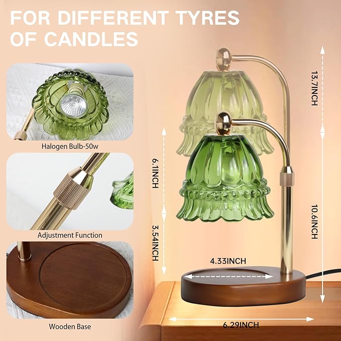 GEEZO Fragrance Candle Warmer Lamp，Electric Candle Warmer with Timer & Dimmer，Mom Christmas Birthday Gifts for Women, House Warming Gifts New Home Bedroom Decor-HomvellaHome