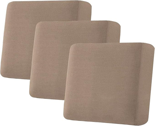 H.VERSAILTEX Super Stretch Individual Seat Cushion Covers Sofa Covers Couch Covers Slipcover Sets Thick Jacquard Textured Twill Fabric (3 Piece XL Sofa Cushion Covers, Macchiato)-HomvellaHome