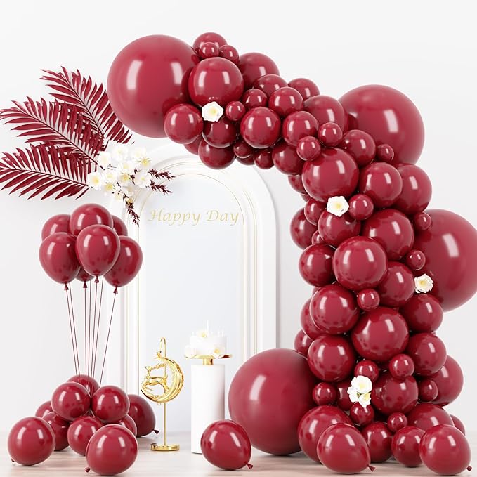 130pcs Burgundy Balloons Different Sizes 18" 12" 10" 5" Wine Red Balloons for Birthday Graduation Bride Baby Shower Wedding Decorations-HomvellaHome