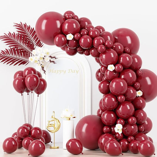 130pcs Burgundy Balloons Different Sizes 18" 12" 10" 5" Wine Red Balloons for Birthday Graduation Bride Baby Shower Wedding Decorations-HomvellaHome