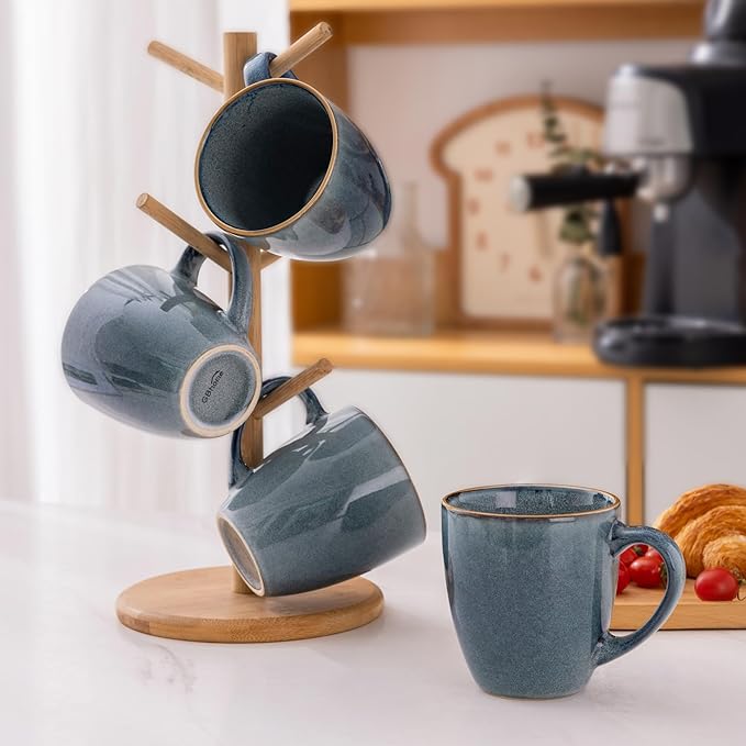 GBHOME Ceramic Coffee Mugs Set of 4, 12oz Stoneware Coffee Mugs Set For Dad Mom Women MEN, Light Weight Ceramic Coffee Cups for Latte/Tea/Beer/Hot Cocoa, Dishwasher & Microwave Safe-HomvellaHome